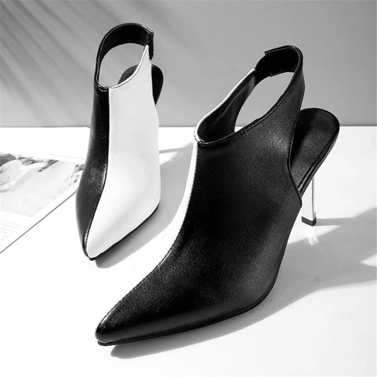 Dam Pumpskor Elegant PU LĂ€derfoder Gummisula-1