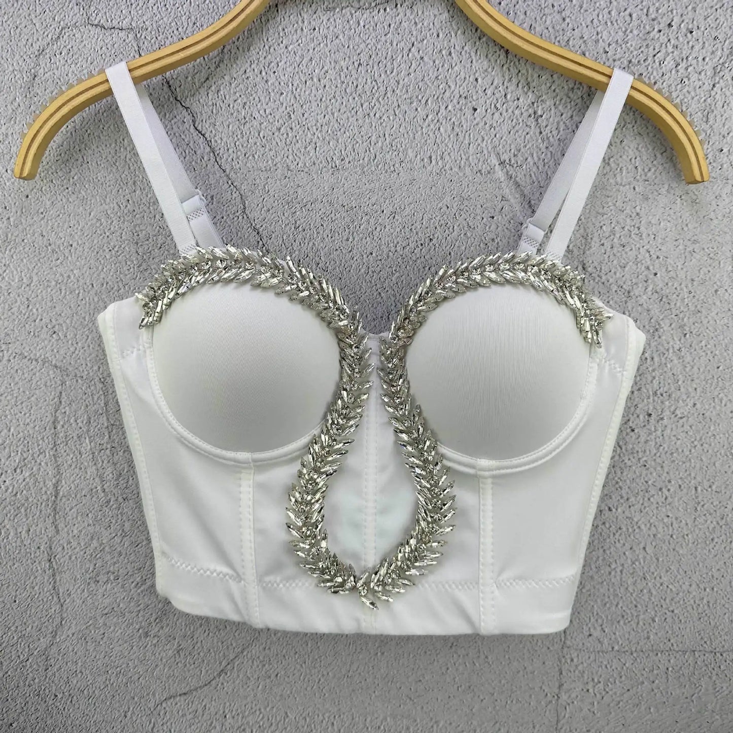 Dam Bustier Monokrom Pärldekoration Polyester-3