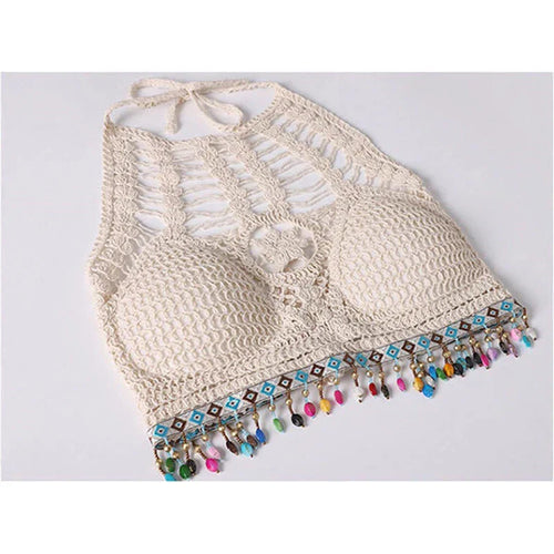 Dam Tank Top Bohemisk Polyester Elastisk Snitt-1