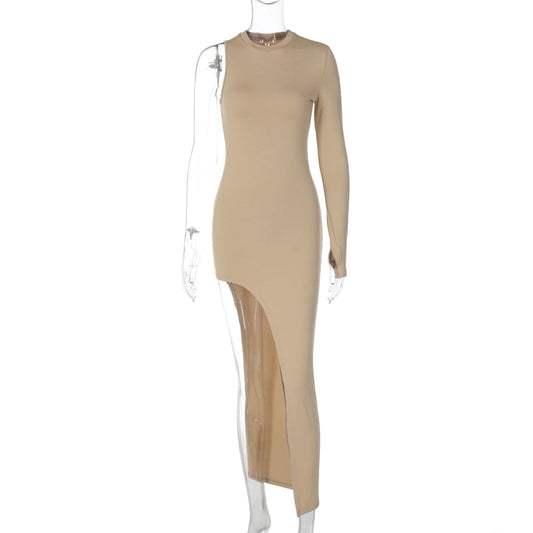 Maxiklänning Dam Asymmetrisk Axelfri Polyester Spandex-1