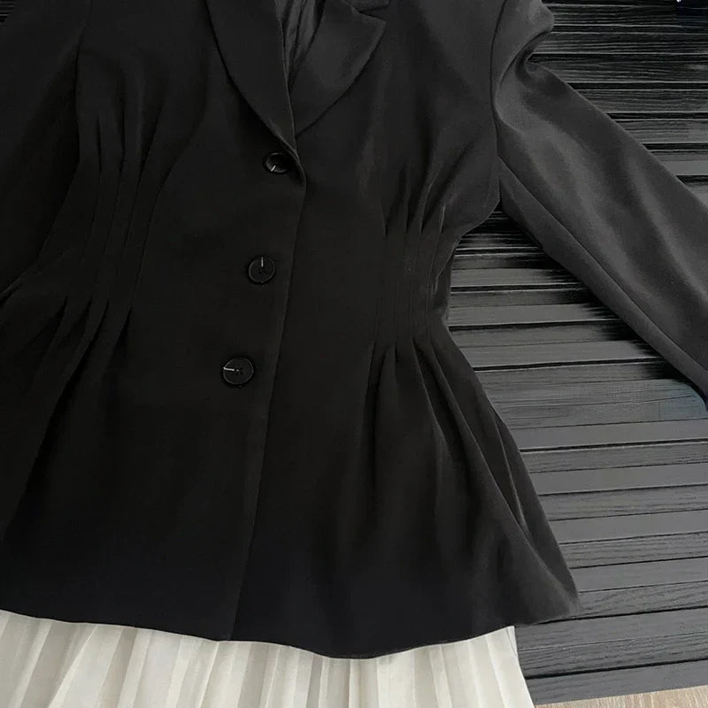 Dam Blazer A-linjeformad Slim Fit Polyester-4