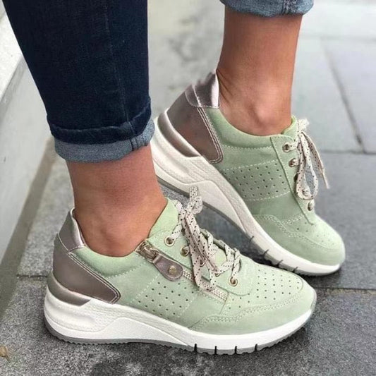Dam Sneakers Snörning Dragkedja Textil Komfortabel Design-1