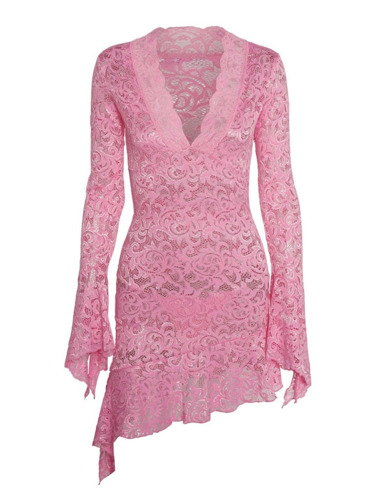 Variant image for Dam Miniklänning Transparent Spandex med Långa Ärmar-1