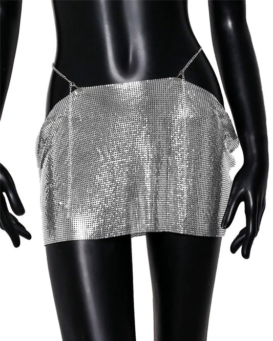 Dam Minirock Avslappnad Stil Paljetter Polyester Elastan-1