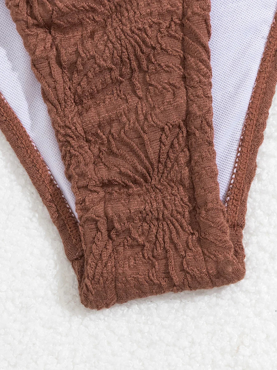 Baddräkt Dam Tvådelad Enkel Design Polyester Spandex-5
