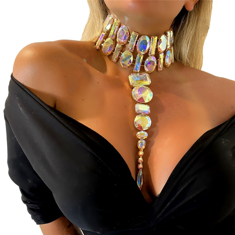 Dam Halsband Fyrkantiga Stenar Anodiserat Koppar med Rhinestone-3