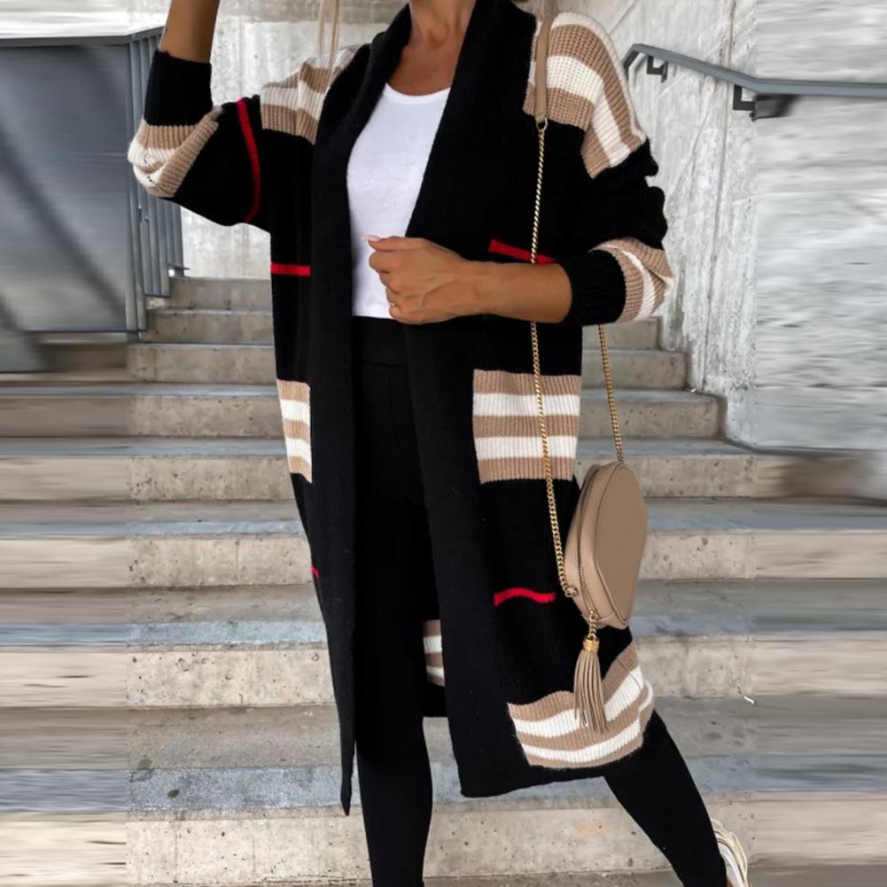 Dam Kofta Öppen Front Stickad Mjukt Material-2