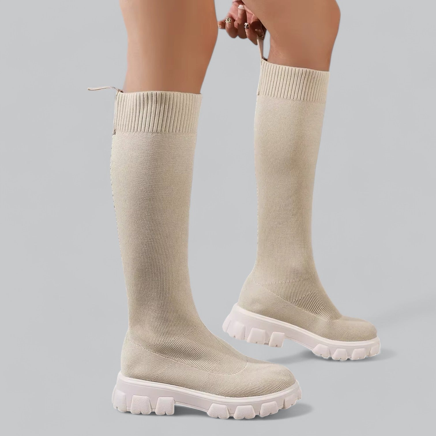 Variant image for Knähöga Stövlar Dam Chunky Platå Skinnstövlar-9