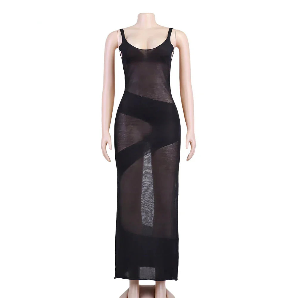 Variant image for Maxiklänning Dam Ermlös Fotledslängd Polyester Spandex-7