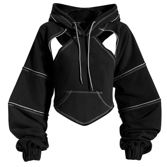 Dam Hoodie Beskuren Bomull och Polyester-1