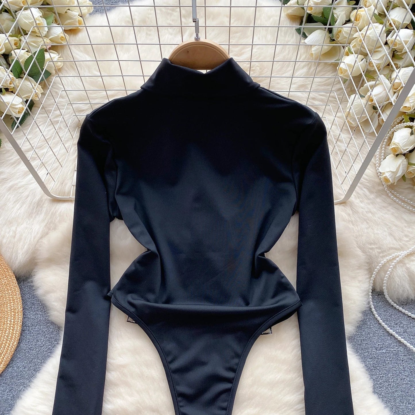 Dam Bodysuit Mjuk Polyester Smickrande Silhuett-4