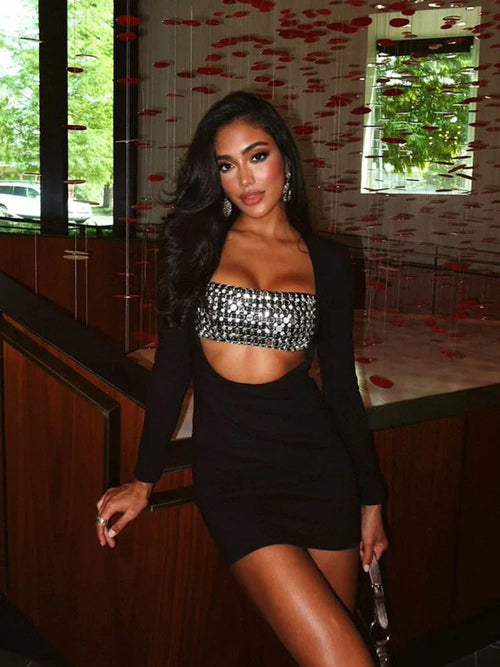 Dam Miniklänning Randig Polyester-Blandning Med Utsökta Detaljer 1