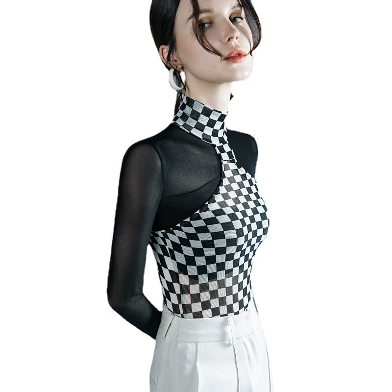 Blus Dam Turtleneck Carom Mönster Polyester-4