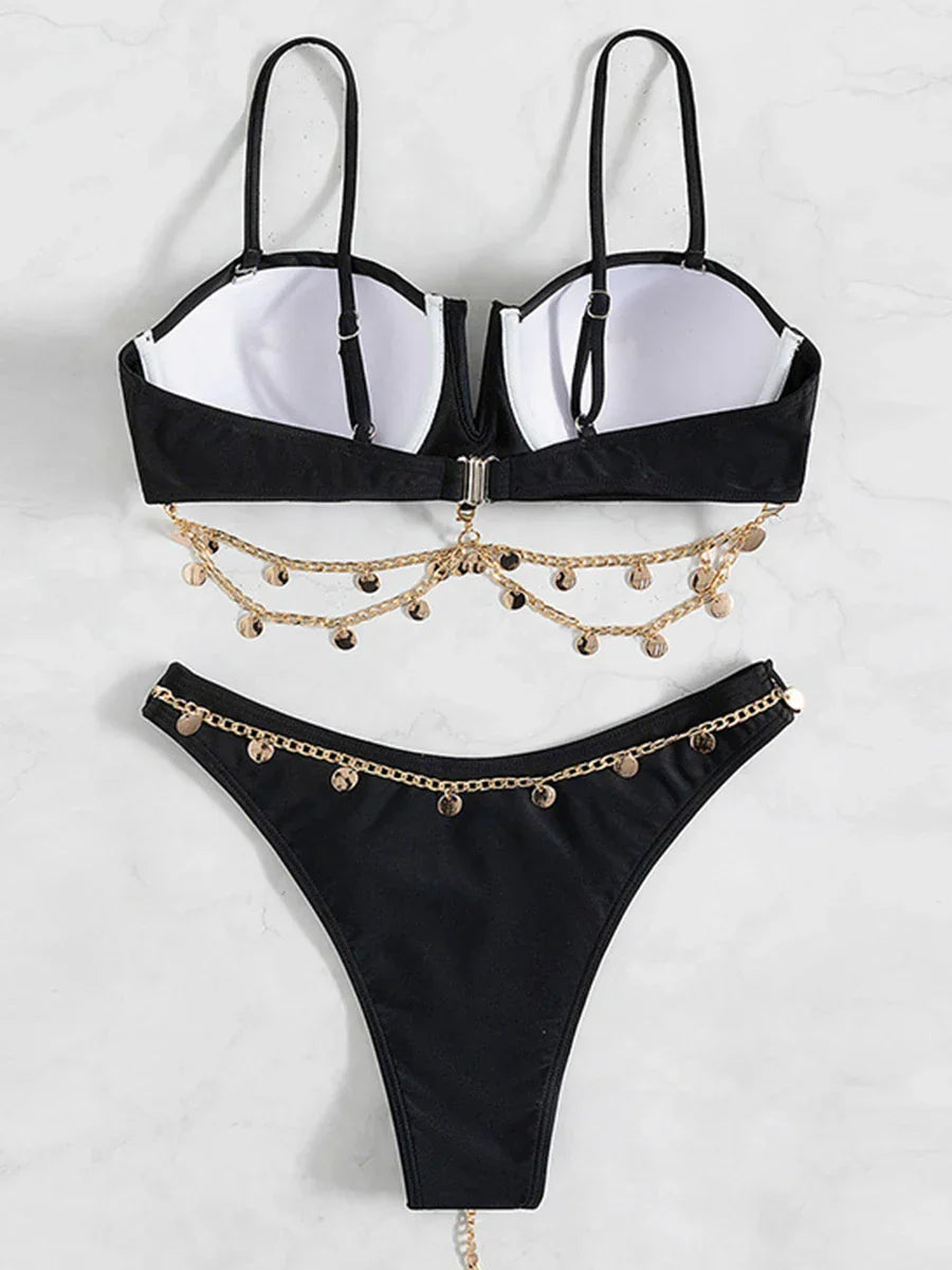 Dam Bikini Set Strandlook Spandex Polyester-3