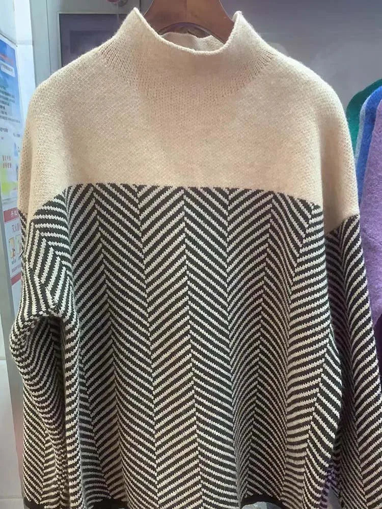 Kvinnors Tröja med Krage och Löst Snitt i Mjuk Fiberblandning – Perfekt för Lagerpåsättning 2