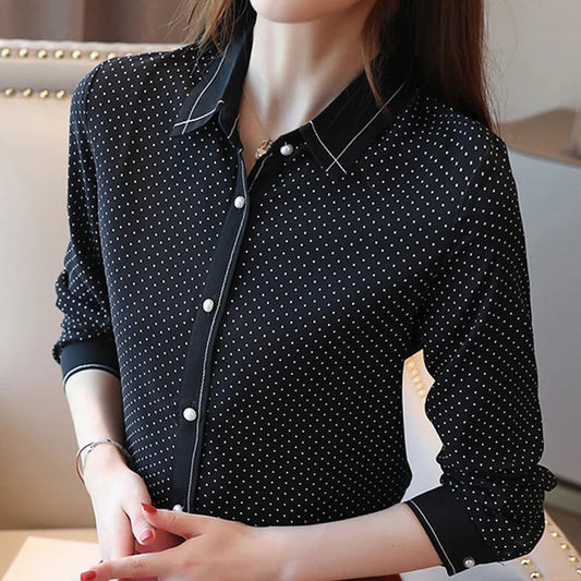 Vit Blus Dam Elegant Design Högkvalitativ Polyester-1