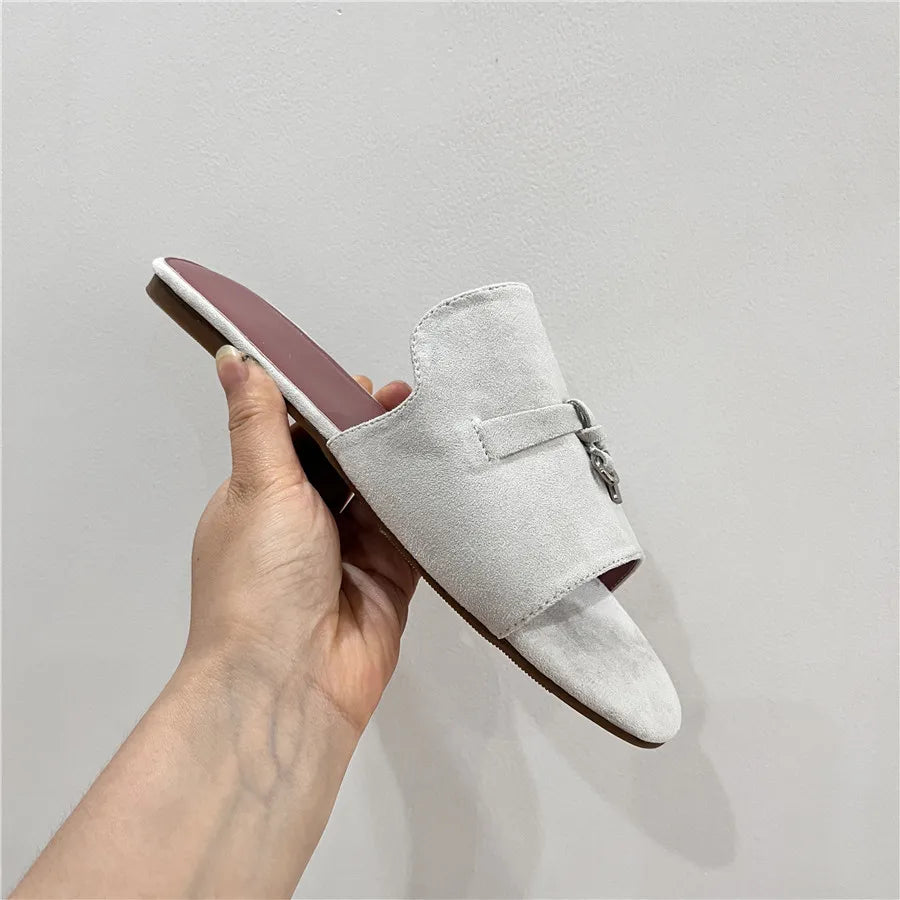 Dam Flat Mules Minimalistisk Syntetiskt Läder 4