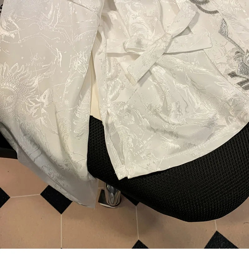 Blus Dam Blommig V-hals Lång Ärme Satin-6