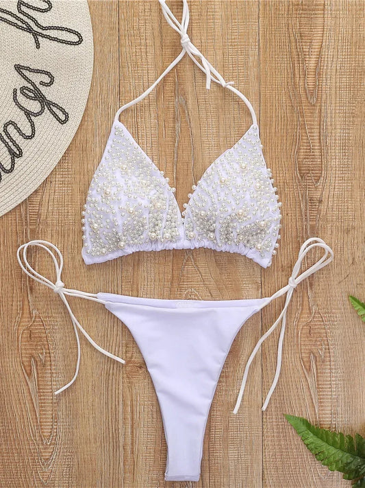 Dam Bikini Set Djup U-ringning Spandex-1