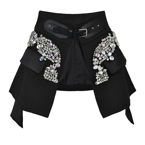 Dam Shorts Hög Midja Dekorerade-1
