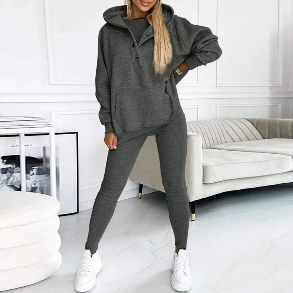 Variant image for Tvådelat Set Dam Hoodie Asymmetrisk Halsringning Mjuk Material-16
