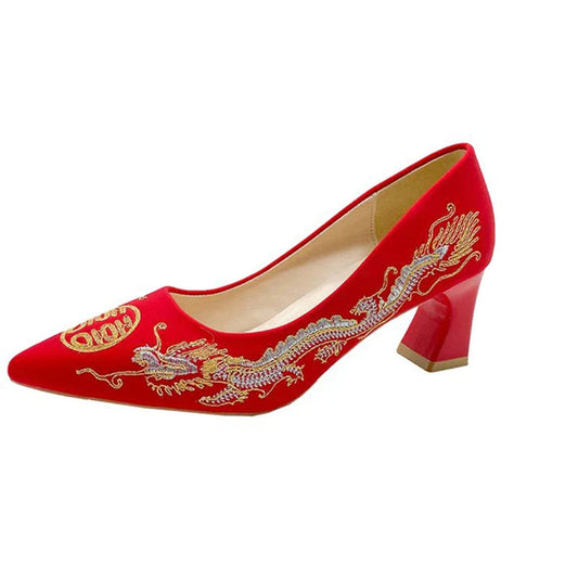 Dam Slingback Pumps Broderad PU Gummi-1