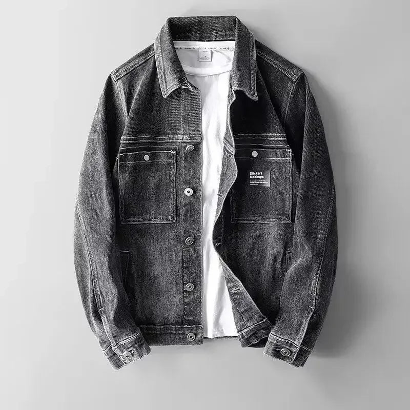 Damjacka Trendig Denim Med Knappstängning-5