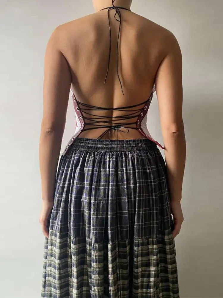 Dam Crop Top Trendig Vävt Polyester Spandex-4