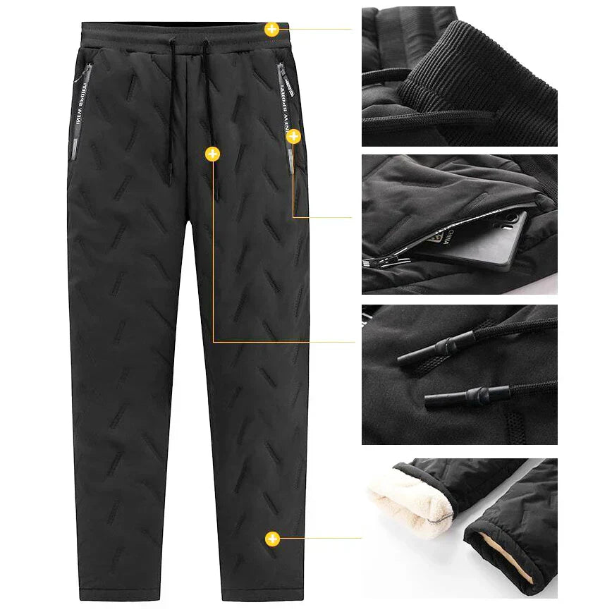 Vinter Herrbyxor Fleecefodrade Vindtäta i Avslappnad Passform – 100% Polyester 2