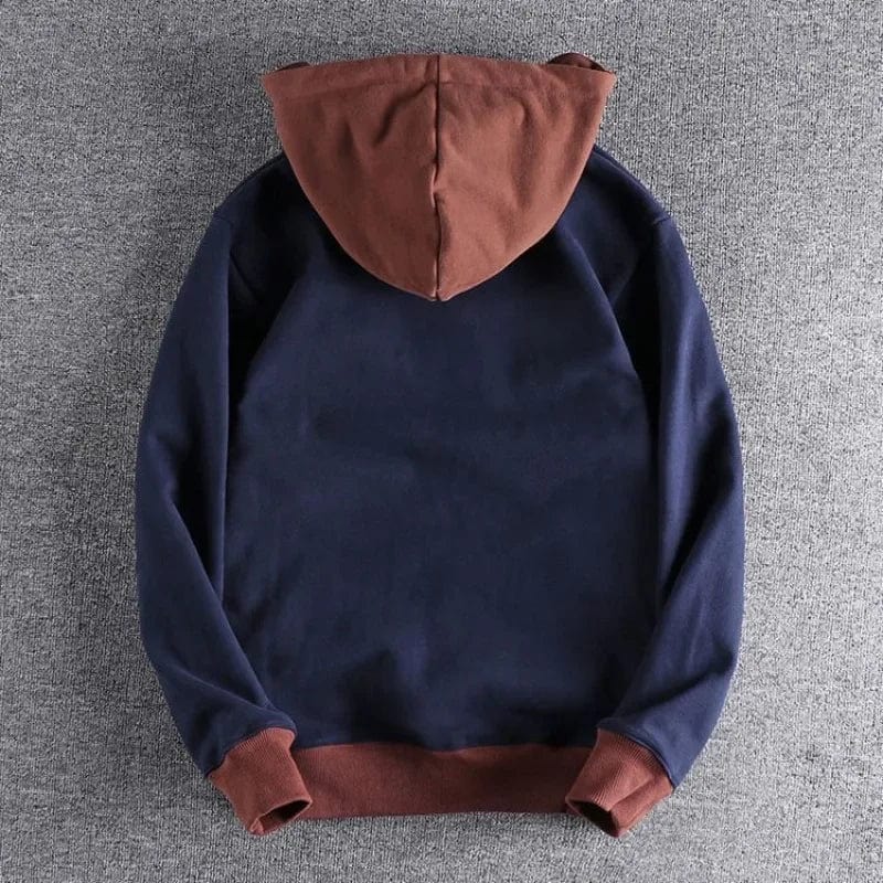 Hoodie Herr Tvåfärgad Design med Huva i Mjuk Bomull 2