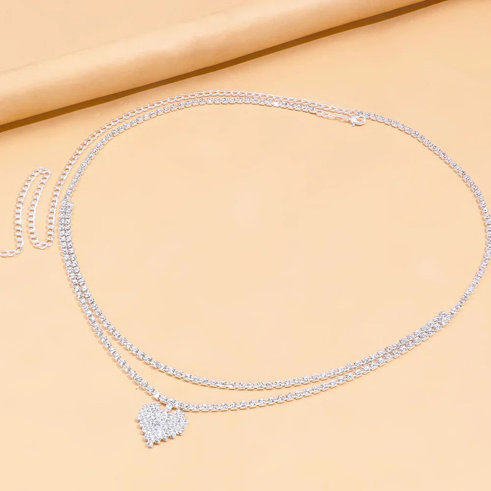 Kvinnor Belly Chain Geometrisk Design Koppar Rhinestone-3