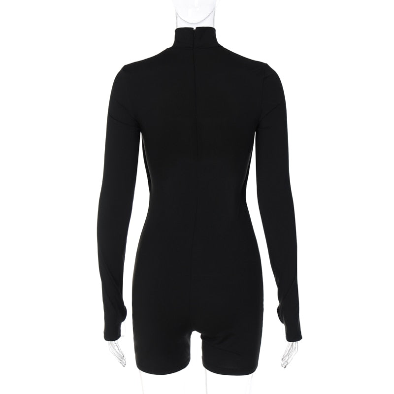 Dam Overall Casual Ihålig Design Polyester Spandex-6