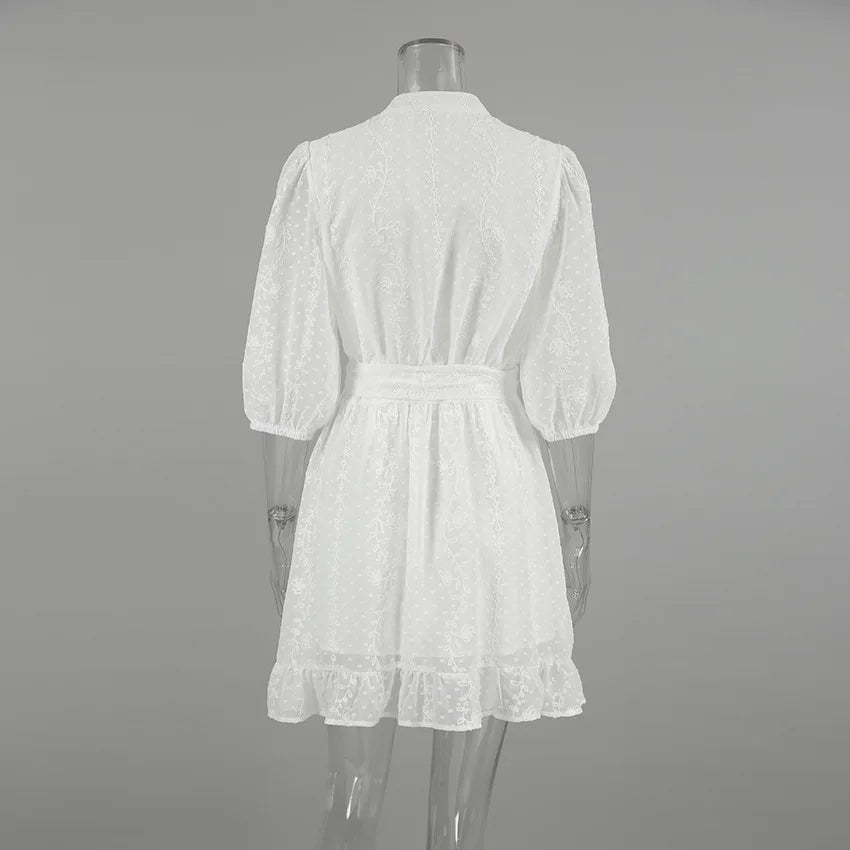 Kvinnors Miniklänning A-linje Utsvängda Ärmar Polyester 6