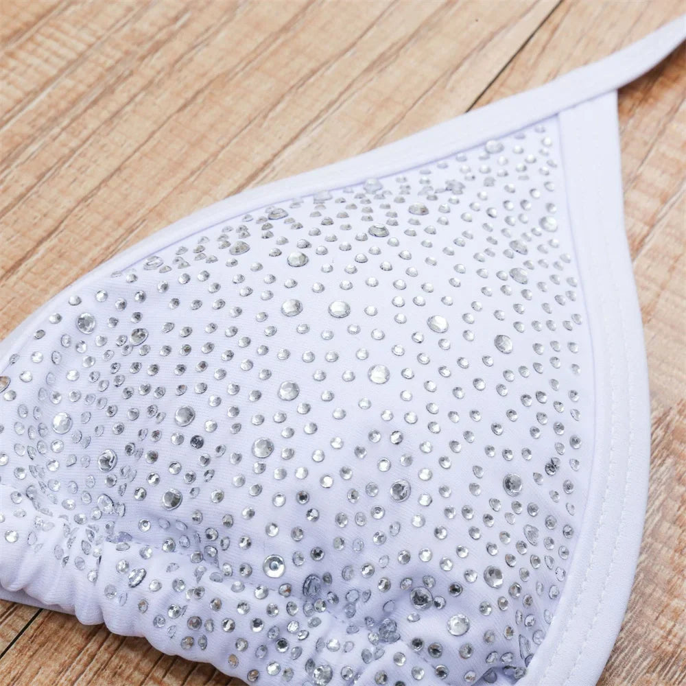 Damernas Tvådelade Bikini Monokrom Polyester med Push Up Kuddar-5