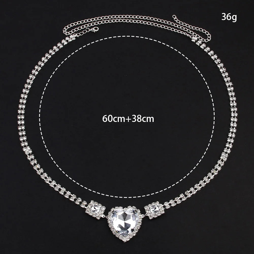 Kvinnors Magkedja Hjärtdesign Koppar Strass-3