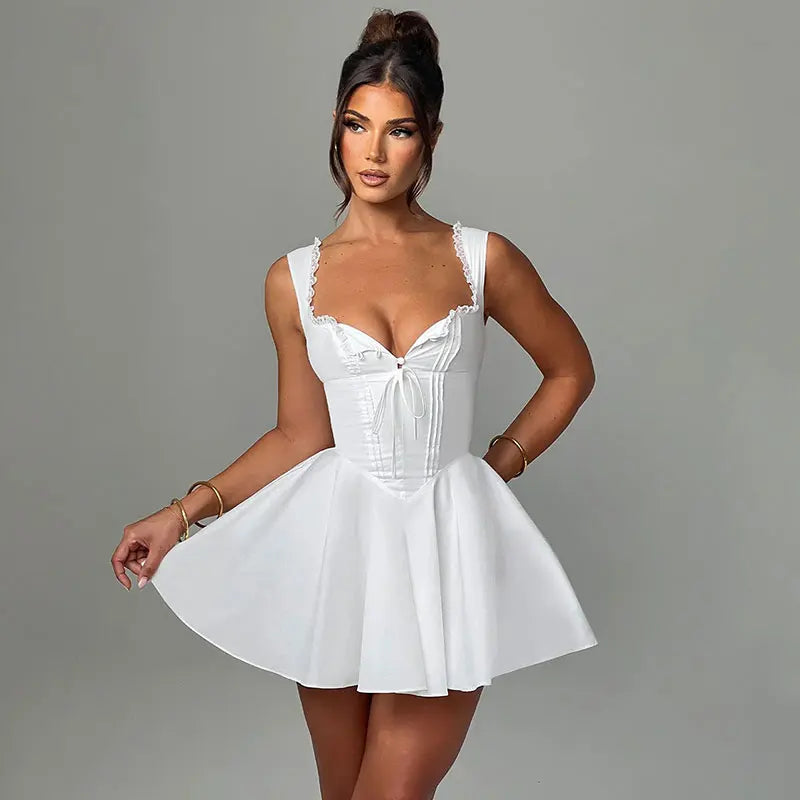 Variant image for Kvinnors Miniklänning A-linje V-ringad Polyester-9