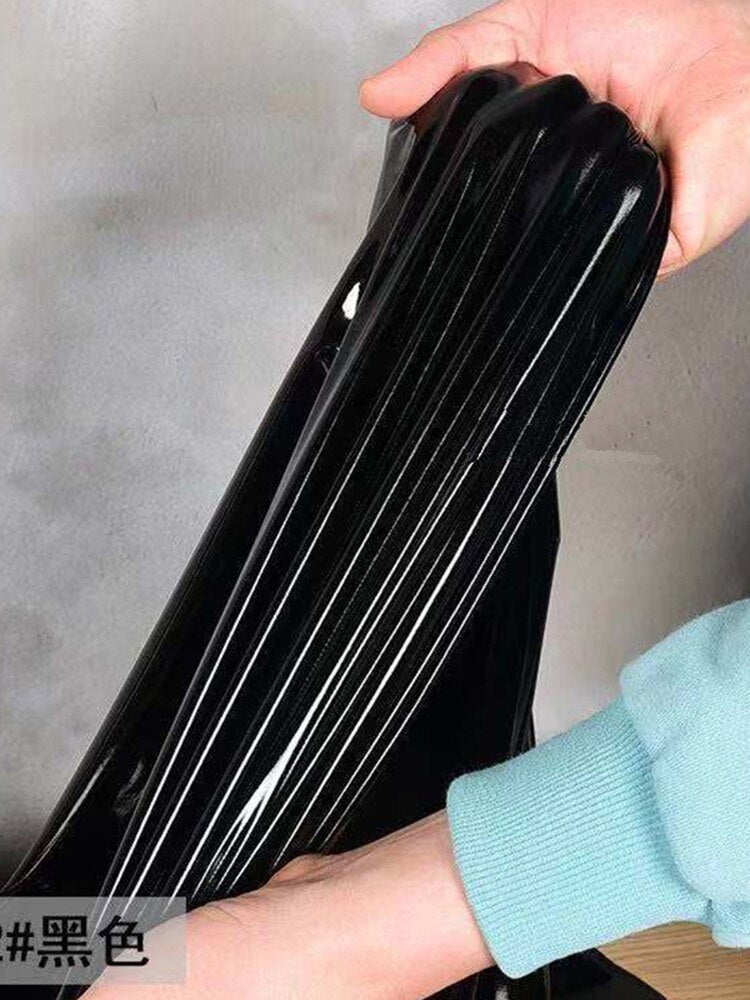 Snygga Byxor Dam Hög Midja Syntetiskt Läder-4