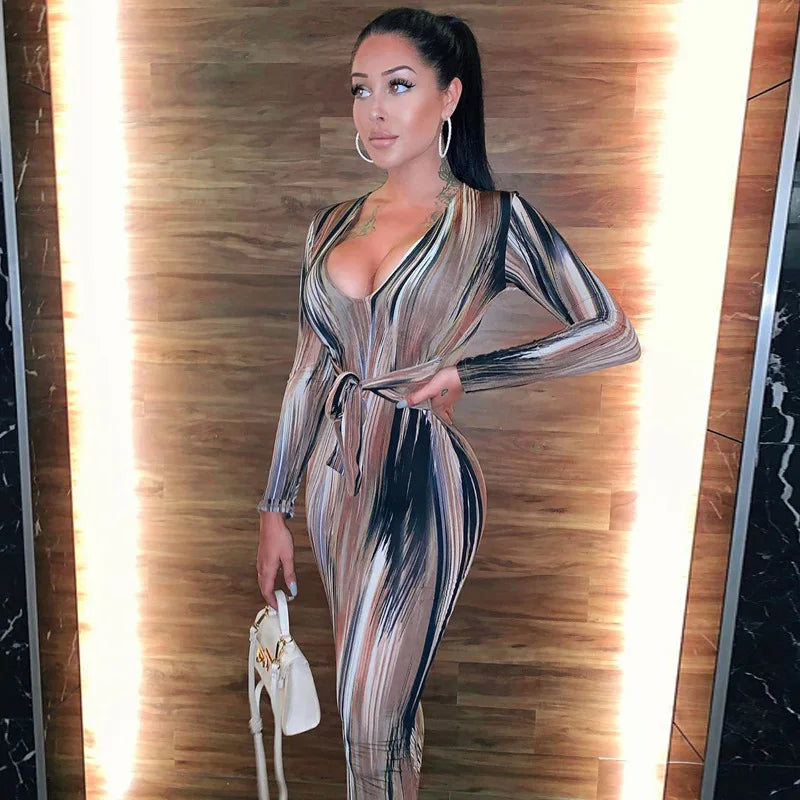 Variant image for Kvinnors Midi Klänning V-ringning Polyester Skräddarsydd-55