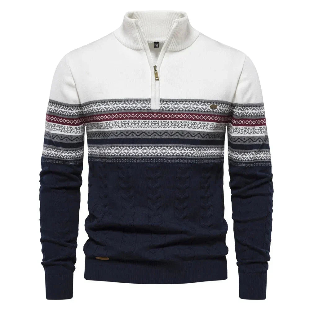 Stickad Dam Tröja Halv Dragkedja Jersey Fair Isle 2