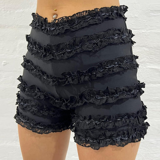 Dam Shorts Hög Midja med Ruffles i Polyester-1