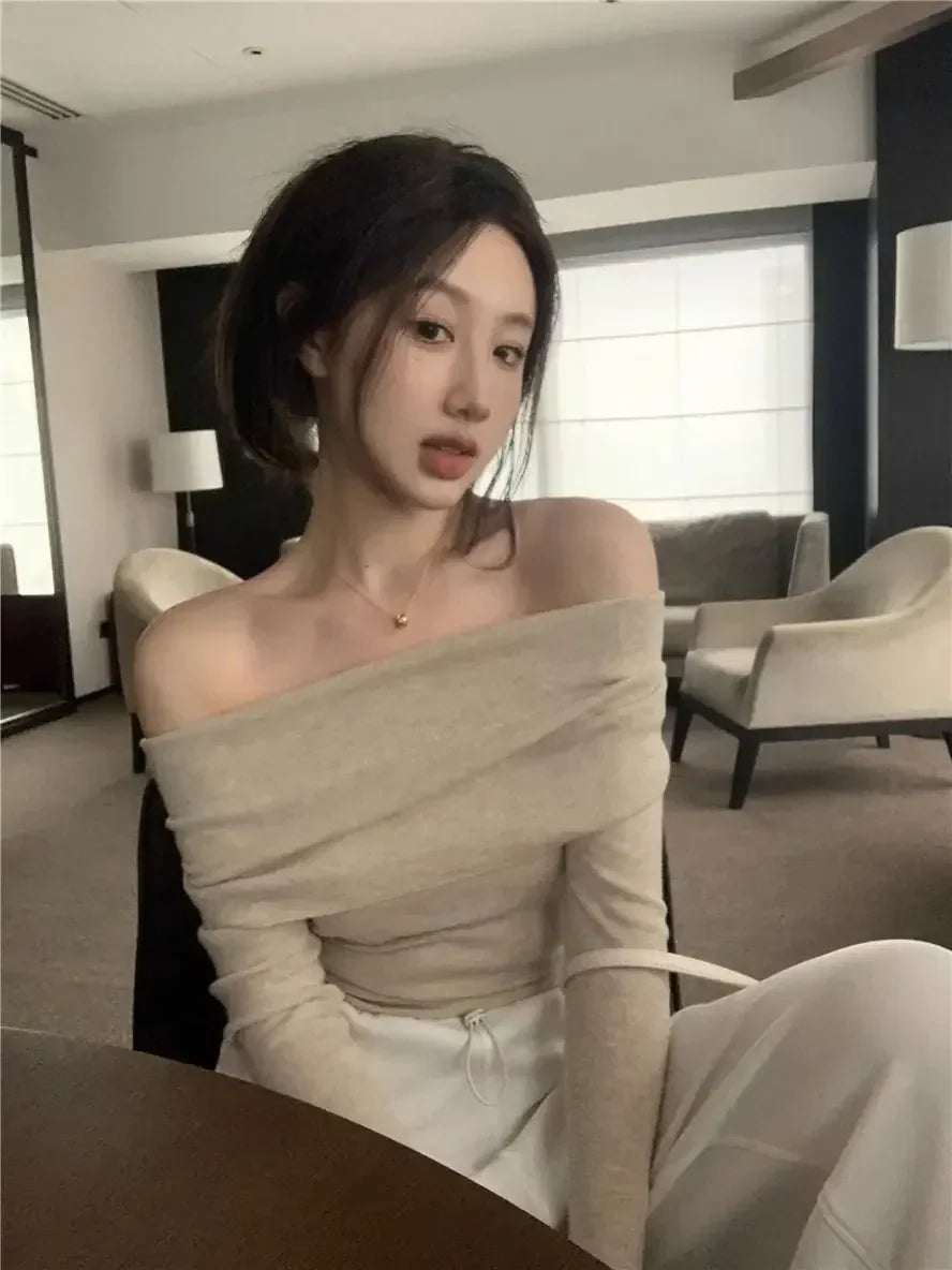 Variant image for Stickad Dam Tröja Axel-fri Mjuk Akrylblandning-13