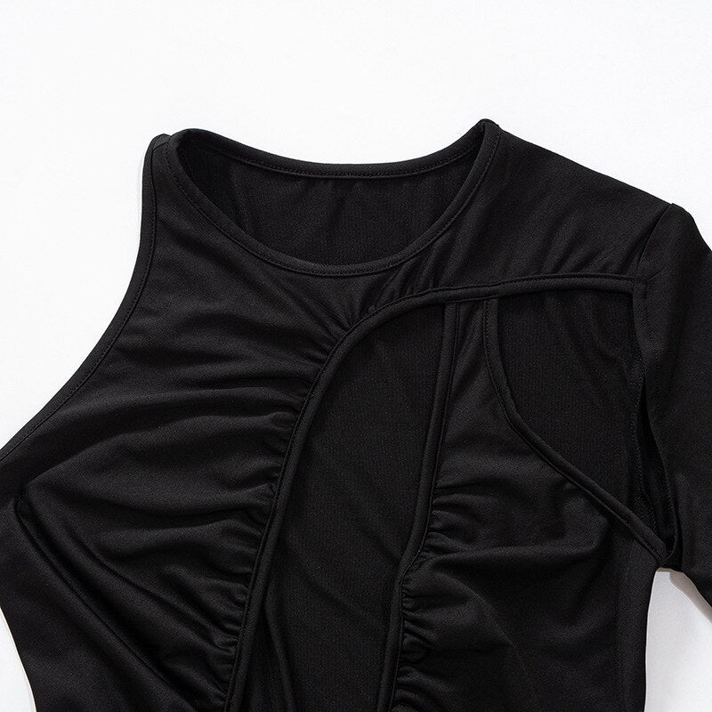 Kvinnors Miniklänning Asymmetrisk O-Hals Polyester-6