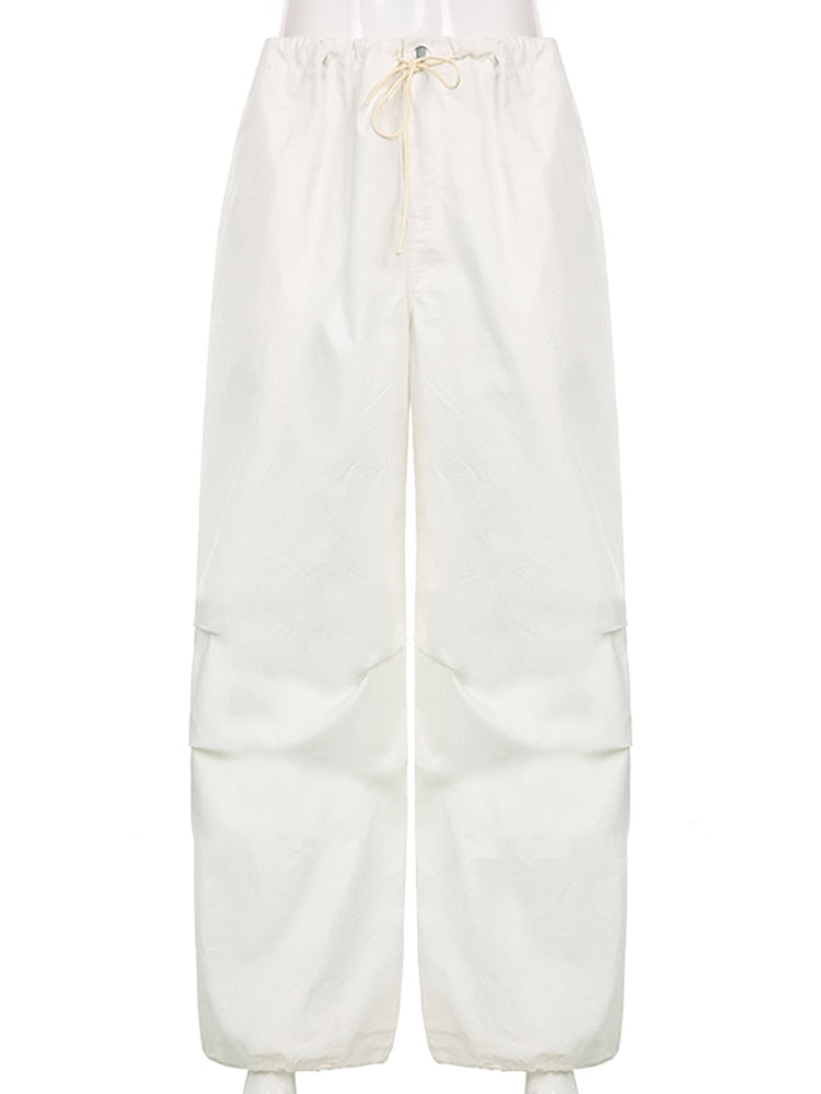 Dam Lösa Byxor Breda Ben Mjuk Bomull-3