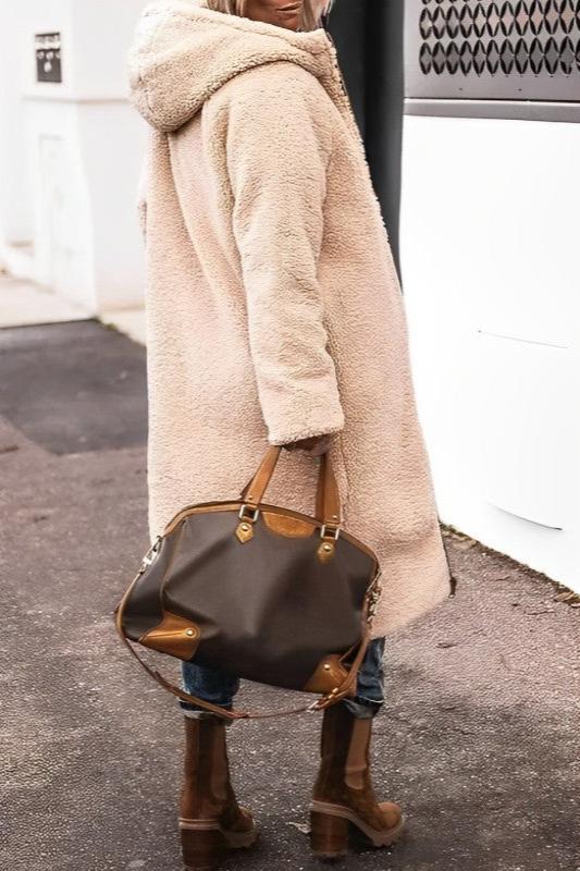 Lång Vinterjacka Dam Vändbar Quiltad Polyester med Huva-2