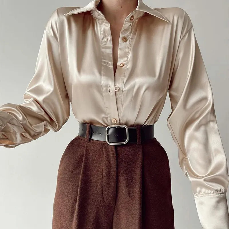 Variant image for Dam Blus Chiffon med Elegant Knappdetalj i Polyester och Acetat-6
