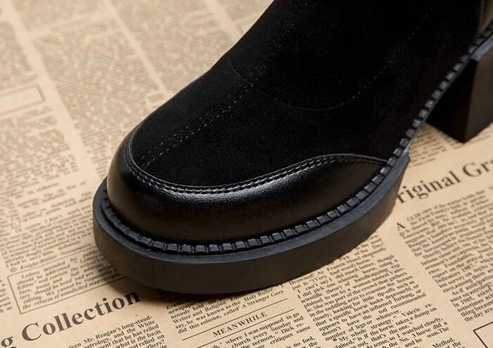 Dam Stövlar Martin Boots Plattform PU Gummi Ankelhöga-6