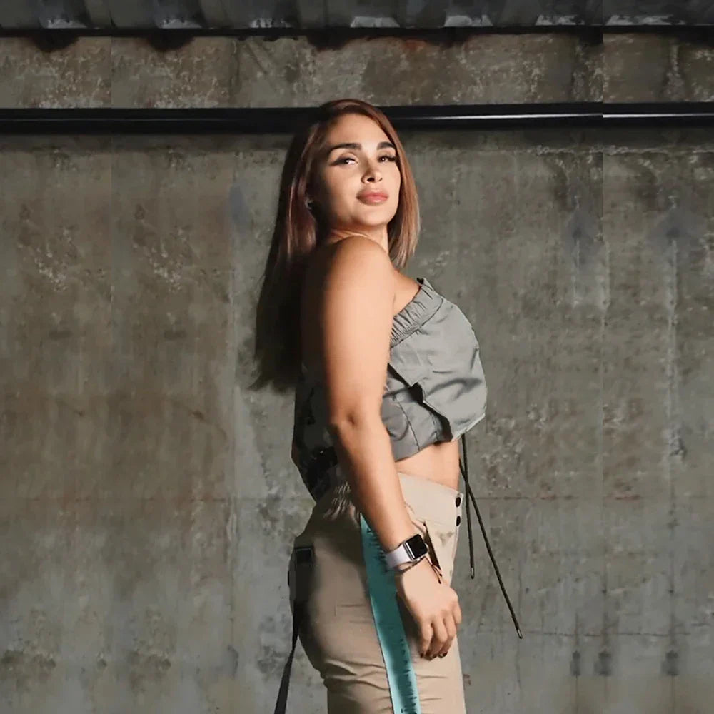 Dam Crop Top Kort Monokrom Polyester-3