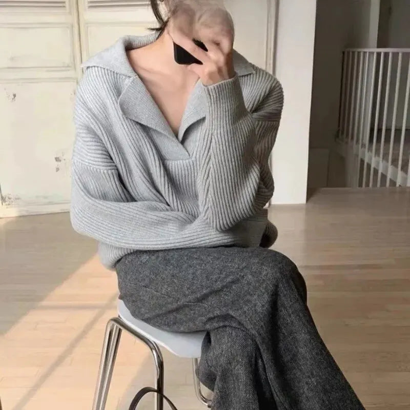 Lång Kofta Dam i Vit Stickad Akrylblandning – Långärmad, Mångsidig Design för Vår och Höst 7