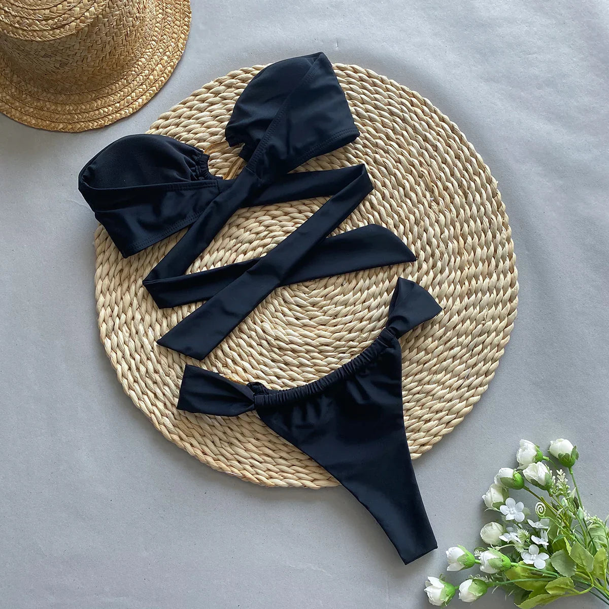 Damernas Bikini Set Bandeau Polyester Spandex-6