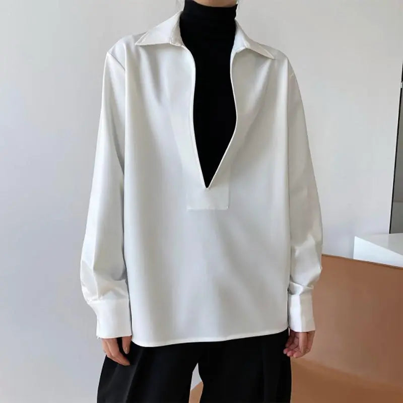 Dam Blus Monokrom Lätt Polyester Regelbunden Passform-2
